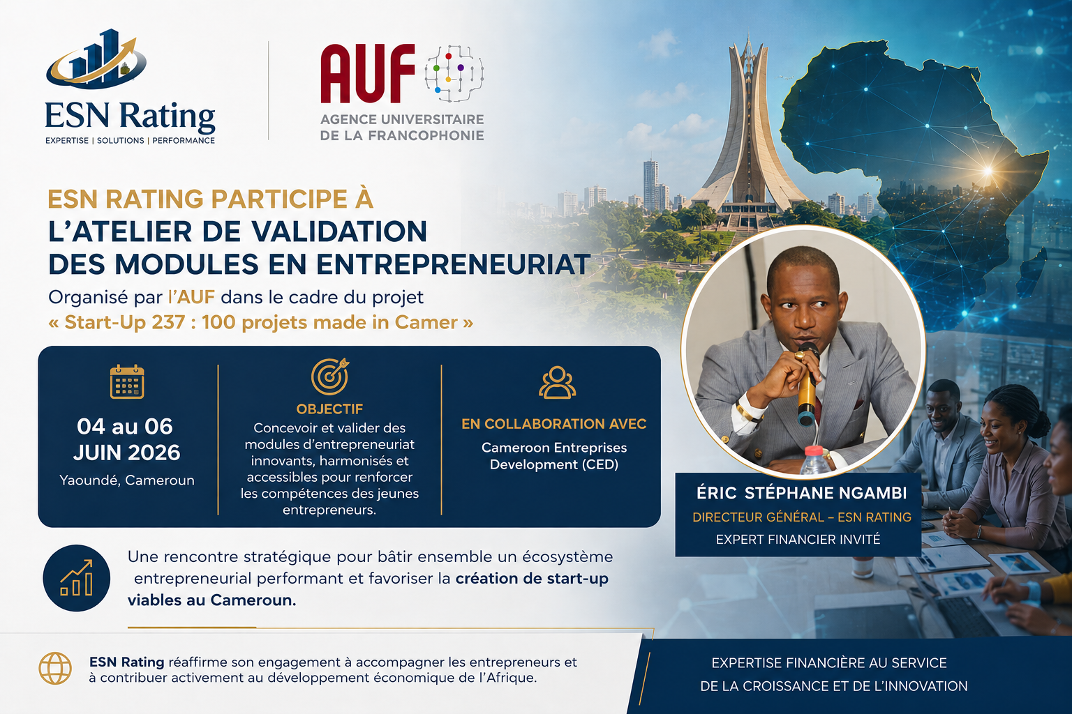 ESN Rating participe à l’atelier de validation des modules en entrepreneuriat organisé par l’AUF